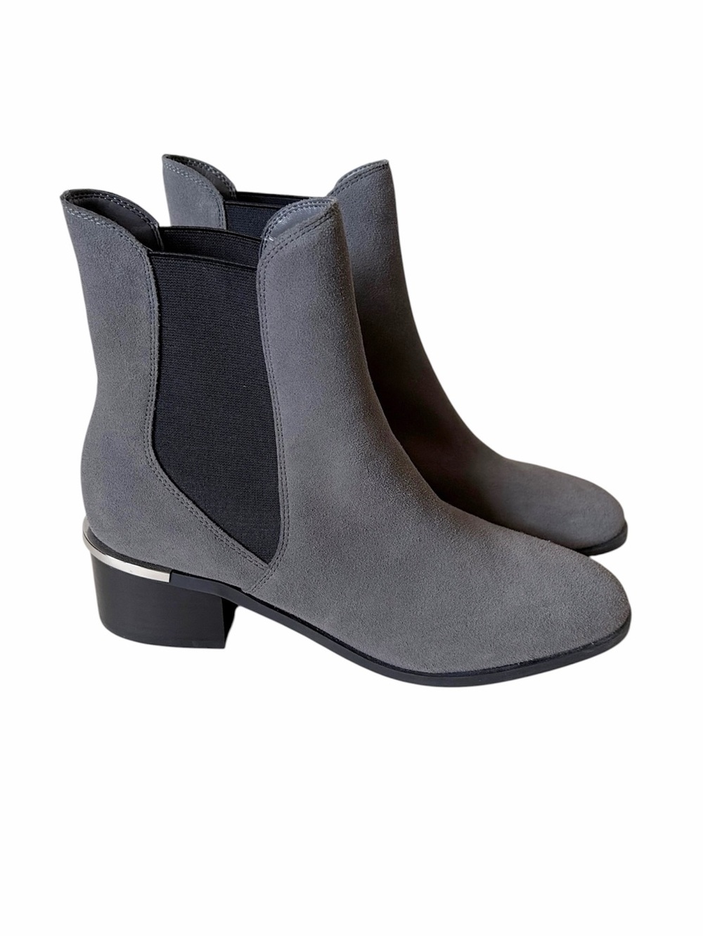 NEW Calvin Klein gray suede heeled ankle boots size 9